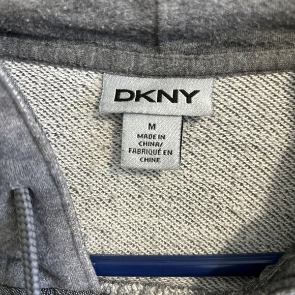 DKNY Jacket Men’s Medium Gray Hooded Zip-Up with Drawstring and Pockets - Picture 5 of 6